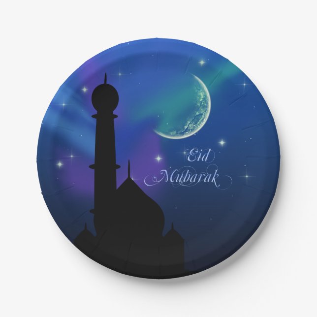 Magical Eid Night - Islamic Greeting Paper Plate (Front)