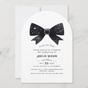 Magical Elegant Black Bow Arch Graduation Party Invitation