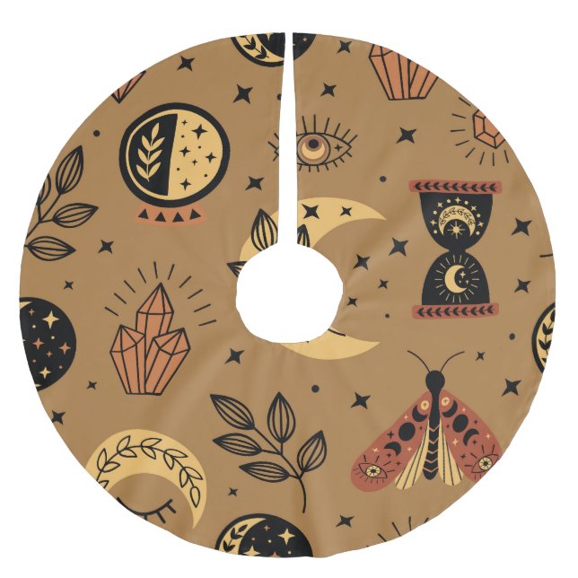 Magical Elements: Enchanting Seamless Pattern Brushed Polyester Tree Skirt (Front)