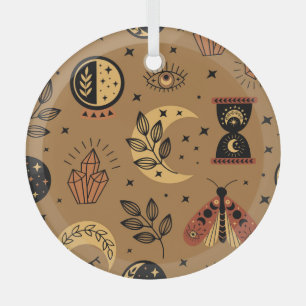 Magical Elements: Enchanting Seamless Pattern Glass Tree Decoration