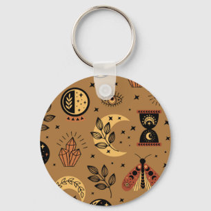 Magical Elements: Enchanting Seamless Pattern Key Ring