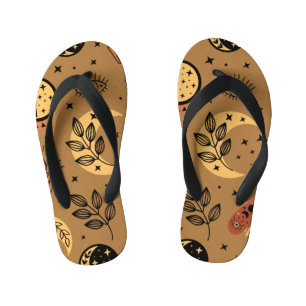 Magical Elements: Enchanting Seamless Pattern Kid's Flip Flops
