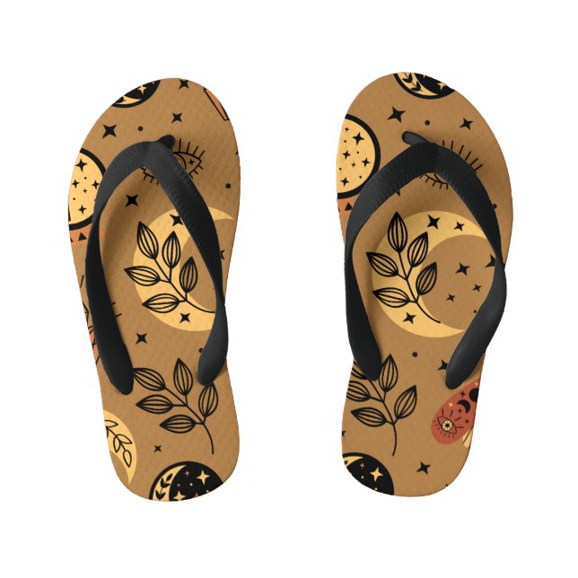 Magical Elements: Enchanting Seamless Pattern Kid's Flip Flops (Footbed)