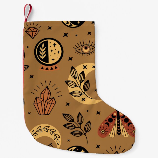 Magical Elements: Enchanting Seamless Pattern Small Christmas Stocking (Front)