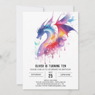 Magical Enchanted Dragon Birthday Invitation
