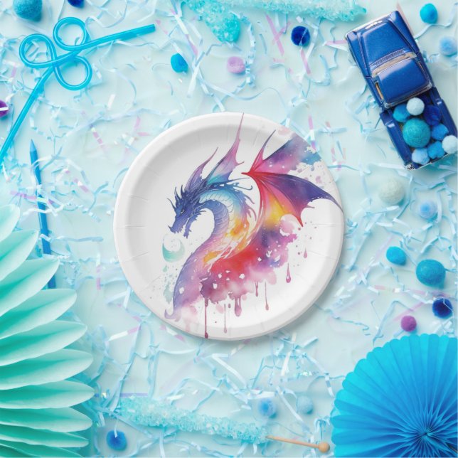Magical Enchanted Dragon Birthday Paper Plate (Party)