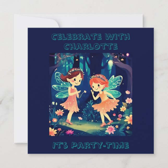 Magical Enchanted Forest Fairies Birthday Party Invitation (Front)