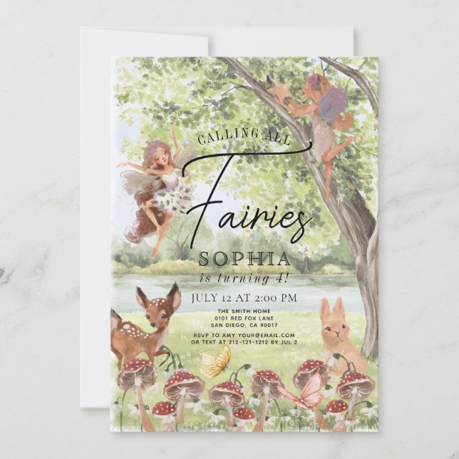 Magical Enchanted Forest Fairy Girl Birthday Invitation (Front)