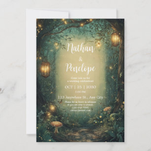 Magical Enchanted Forest Fairy Light Wedding Invitation