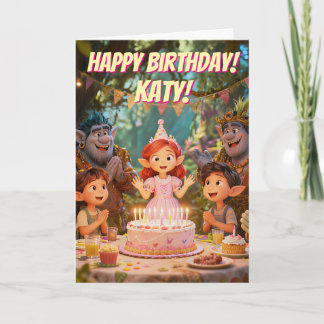 Magical Enchanted Forest Trolls Birthday Party Card