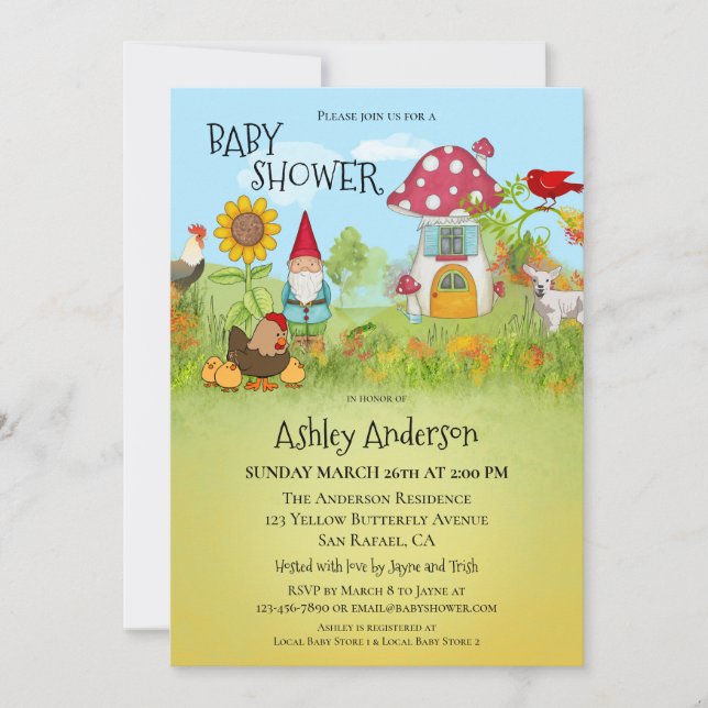 Magical Enchanted Garden Baby Shower Invitation (Front)