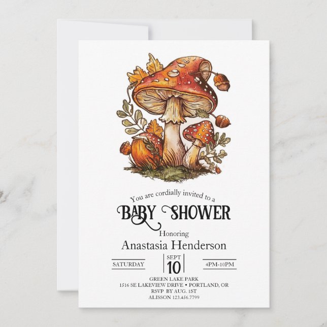 Magical Enchanted Mushroom Baby Shower Invitation (Front)
