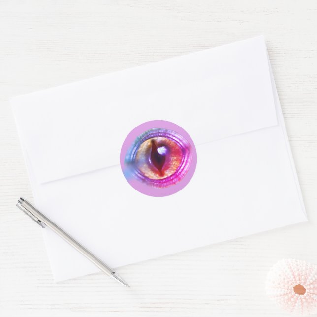 Magical Enchanted Purple Fantasy Dragon's Eye Classic Round Sticker (Envelope)