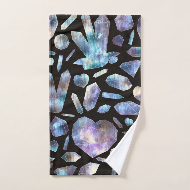 Magical Energy Crystals Rainbow Crystal Rocks Bath Towel Set (Hand Towel)