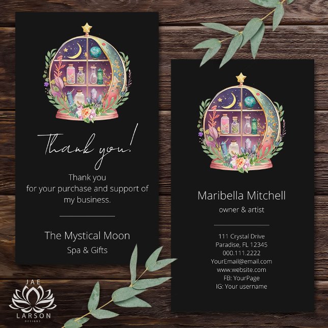 Magical Essential Oils Apothecary Yoga Thank You Business Card (Creator Uploaded)