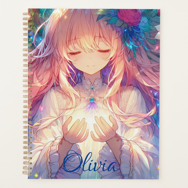 Magical Ethereal Anime Girl Personalised Planner (Front)