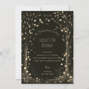 Magical evening fairy woodland birthday party invitation