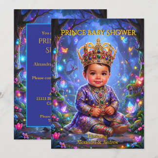 Magical Exotic Prince Boy Baby Shower Crown Invitation
