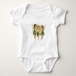 Magical Fairies Wearing Green Dresses, Lanterns Baby Bodysuit