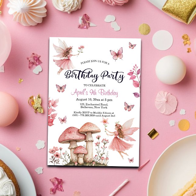 Magical Fairies Wonderland 9th Birthday Invitation (Creator Uploaded)