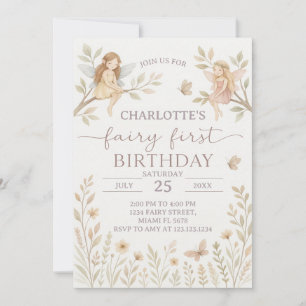 Magical Fairy 1st Birthday Invitation