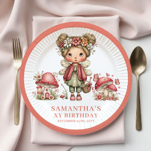 Magical Fairy 2nd Birthday Pink Flowers Paper  Plate