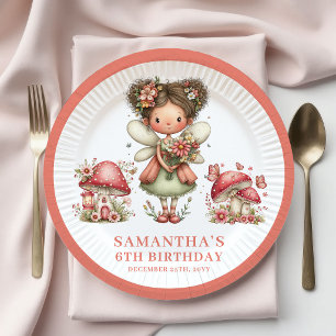 Magical Fairy 3rd Birthday Pastel Pink Floral   Paper Plate