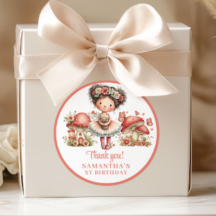 Magical Fairy 4th Birthday Pastel Pink Favour Box  Classic Round Sticker