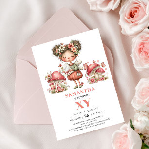 Magical Fairy 4th Birthday Pink Floral Party Invitation