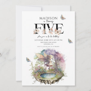 Magical Fairy 5th Birthday Invitation