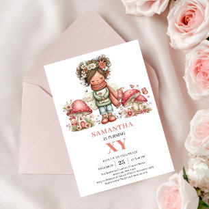 Magical Fairy 8th Birthday Blush Floral Invitation