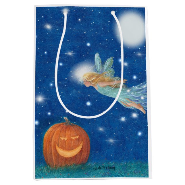 Magical Fairy and Jack O'Lantern Halloween party Medium Gift Bag (Front)
