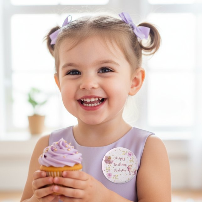 Magical Fairy and Unicorn Girls Birthday Party 3 Cm Round Badge (Creator Uploaded)