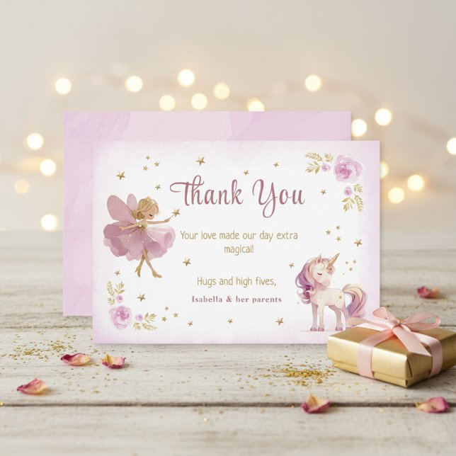Magical Fairy and Unicorn Girls Thank You Card (Creator Uploaded)