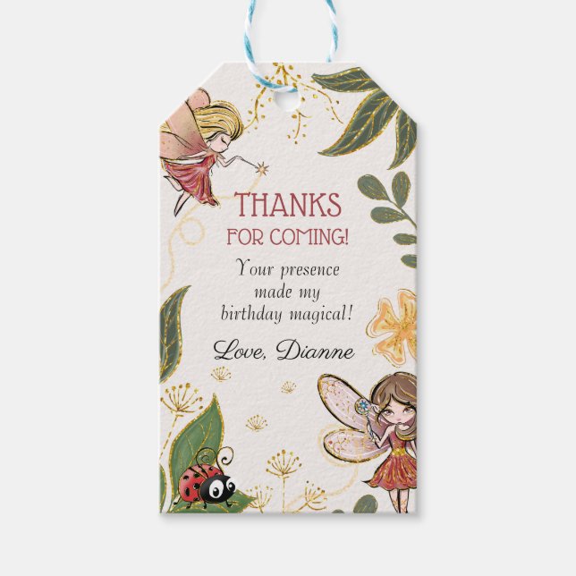 Magical Fairy Birthday Thank You Favour Tag (Front)