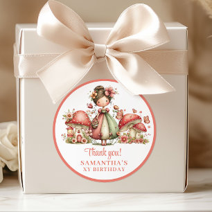 Magical Fairy Blush Pink Girl Birthday Thank You  Classic Round Sticker