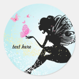 magical fairy, butterfly, fantastic classic round sticker