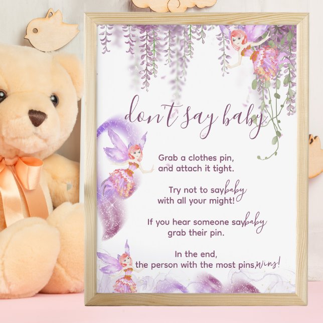 Magical Fairy Don't Say Baby Shower Game Sign (Creator Uploaded)