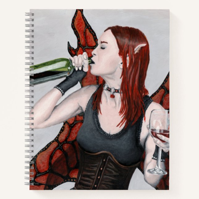 Magical Fairy Drinking Wine Fantasy Art Notebook (Front)