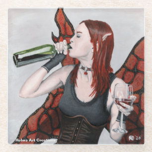 Magical Fairy Drinking Wine Fantasy Glass Coaster