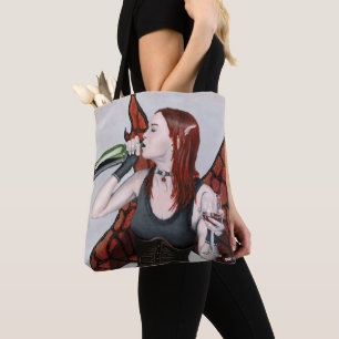 Magical Fairy Drinking Wine Fantasy Graphic Tote Bag