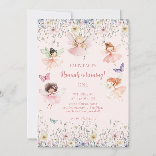 Magical Fairy First Birthday, Fairy Bash Invitation (Front)