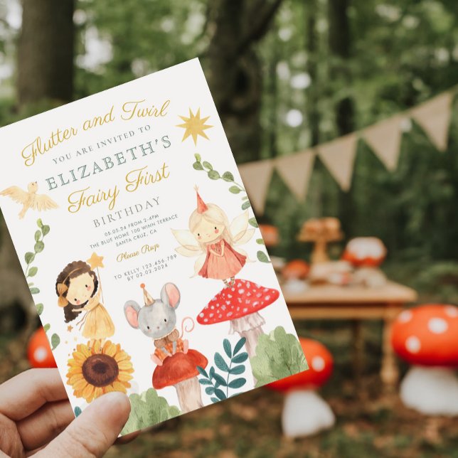 Magical Fairy First Birthday Mushroom Woodland Inv Invitation (Creator Uploaded)