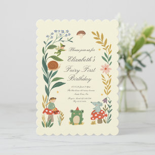 Magical Fairy First Birthday Mushroom Woodland Invitation
