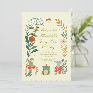 Magical Fairy First Birthday Mushroom Woodland  Invitation