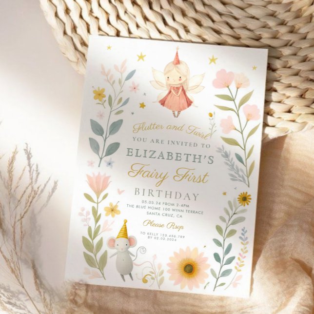 Magical Fairy First Birthday Mushroom Woodland Invitation (Creator Uploaded)