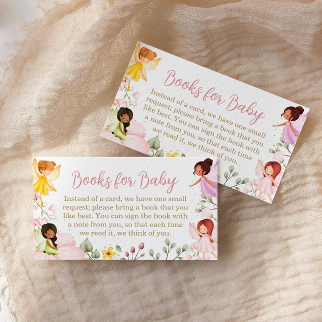 Magical Fairy Floral Baby Shower Books for Baby Enclosure Card (Creator Uploaded)