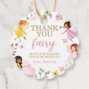Magical Fairy Floral Birthday Thank You Favour Tags