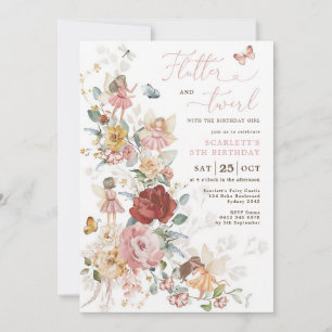 Magical Fairy Floral Garden Girls Birthday Invitation