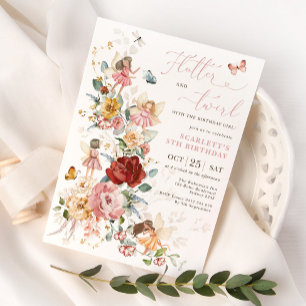 Magical Fairy Floral Garden Pixie Girls Birthday I Invitation